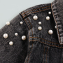 Conyson Fashion Autumn Infant Baby Girls Thick Jacket Outwear Solid Denim With Pearl Single Breasted Coats