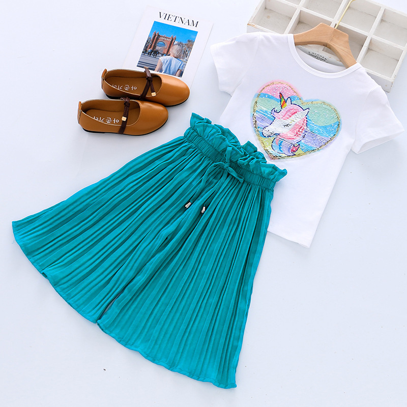 Girls Sets Summer Girls Clothes Pants Outfit Kids Tracksuit Suit Cheap Summer Wholesale Children Print Cartoon Girl Clothing Set