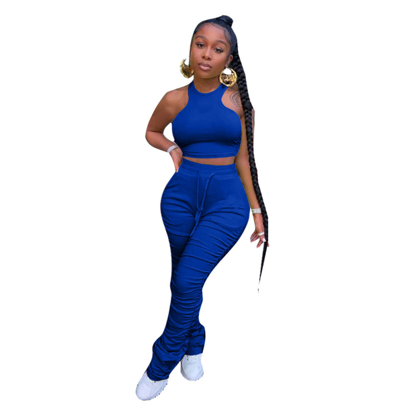 Conyson hot sale fashion summer Custom logo Made Outdoor women pure color suit clothes two-piece adult t-shirt pant clothing Set
