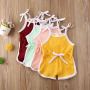Conyson Summer Sling Shorts Girls' Fashion Sports Beach Pants Clothing Jumpsuit Solid Bowknot Tank Top Knit Kids Girl Sweatshirt