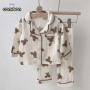 Conyson wholesale autumn long and short sleeves soft organic satiny night wear cartoon cotton sleepwear kids pajamas sets