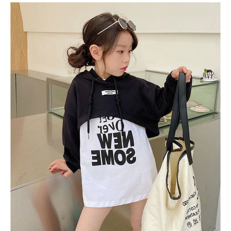 Conyson Wholesale Girls Spring Summer Kids Clothing New Baby Girls Long Sleeves 2Pcs Short Hoodies Dress Clothing Skirt Set Kids