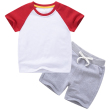 White red + gray color matching short T suit