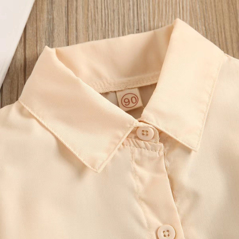 Conyson Hot Sale Vest+Shirt Dresses 2 Piece Kids Clothes Set Elegant Solid Button Shirts Children Fashion Outfits