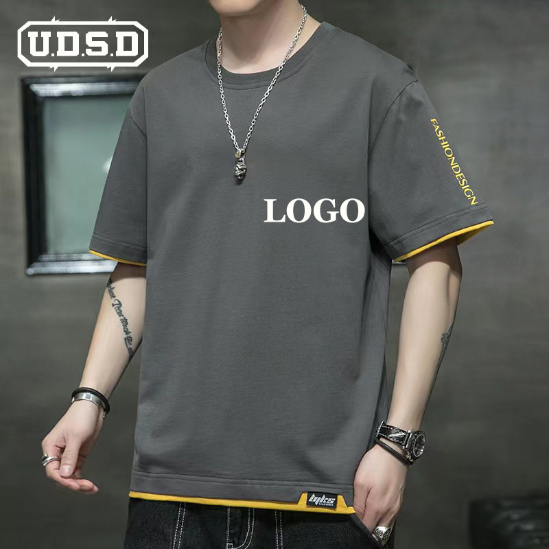 Conyson Wholesale Spring Summer 180gsm Oversized T Shirt Custom 100% Cotton Printing Logo Printed White Black men's T-shirt