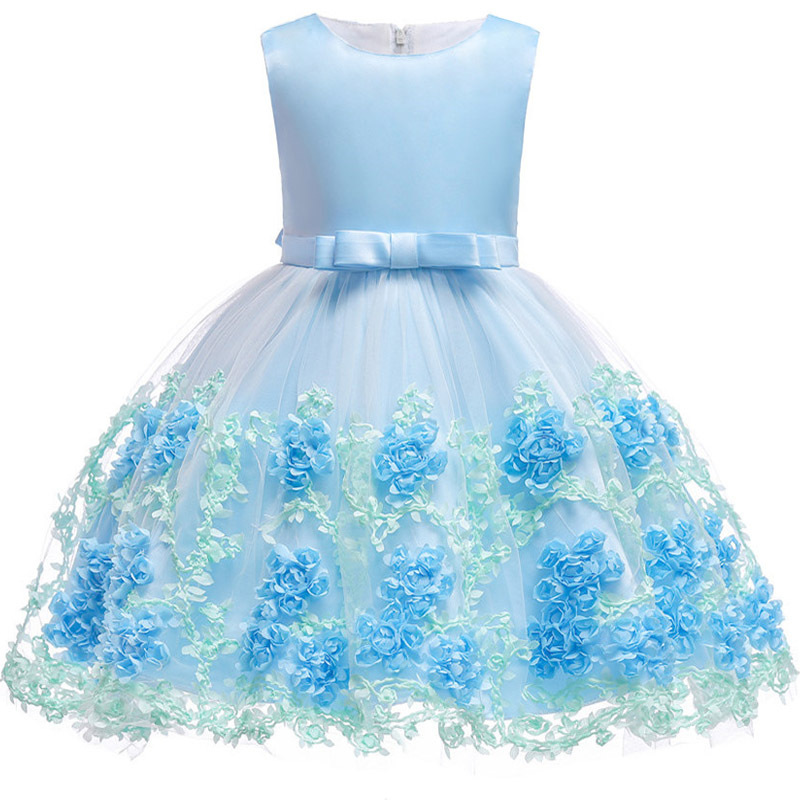 Conyson Wholesale Kids Clothes Summer Mesh Lace Sleeveless Flower Layered Princess Fashion Vintage Ceremony Clothing Tutu Dress