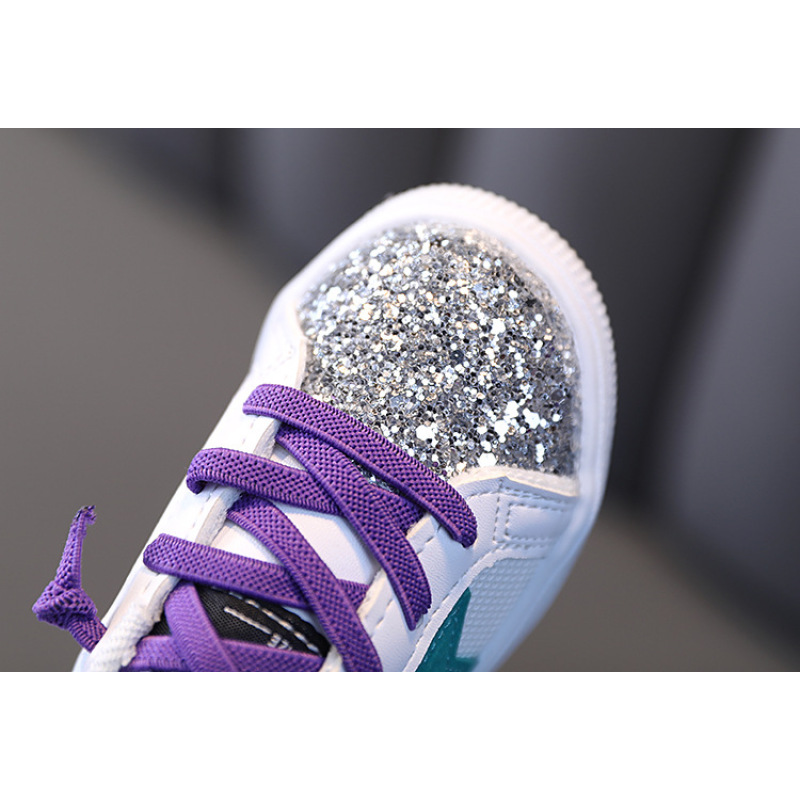 Conyson autumn hot fashion wholesale designer Sequin star for boys and girls toddler breathable canvas light baby shoes