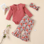 Conyson Newborn Baby Floral Clothes Set Infant Girls Ruffle Shirt Pants 2pcs Outfit Cotton Toddler Girls Flower Clothing Sets
