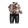 Conyson High Quality Stock Lots Spring Autumn Long Sleeve Plaid Design Boys Girls Children's Western Style Casual Clothing Set