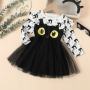 Conyson 1-6 Years Toddler Baby Girl Clothes Long Sleeve Mesh Tulle Princess Dresses Cartoon Cat Halloween Girls Dress