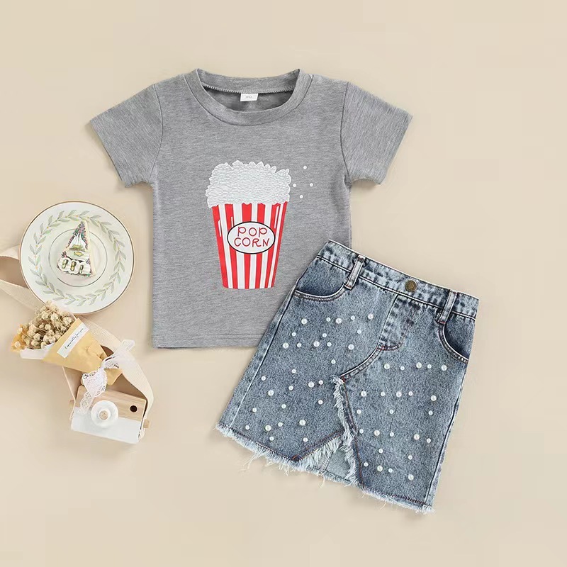 Conyson New Arrival Summer Tulle Puff Bubble Short Sleeve Black O-neck Blouse Plaid Mini Zipper Skirt Set Toddler Girls Outfits