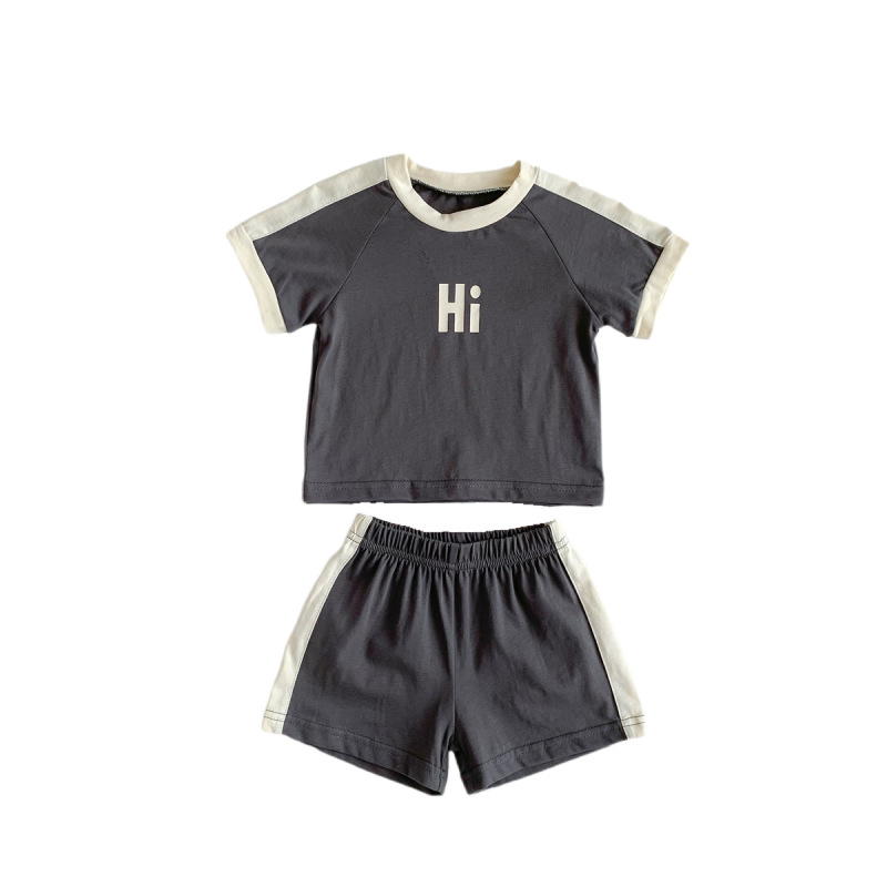 Conyson New Fashion Summer Unisex Newborn Organic Print Korean Casual Infant Short-Sleeved T-shirt Shorts Two-Piece Baby Set