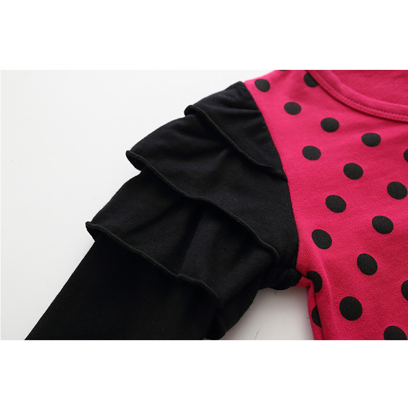 Fashion Girl Party Princess Dress Polka Dot Ruffles Sleeve Print Cute Bow Children Costume Autumn Winter Kids Clothes