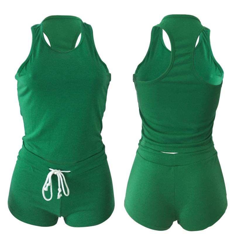 Conyson hot sale summer Custom logo Made Outdoor women's short Clothes sport suit clothing two-piece adult tank top shorts Sets