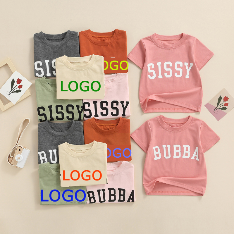 Conyson Customize Summer Unisex Kids Clothes Girls and Boys Pullover Letter Logo Printing Short Sleeves Cotton Children T-shirts