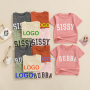Conyson Customize Summer Unisex Kids Clothes Girls and Boys Pullover Letter Logo Printing Short Sleeves Cotton Children T-shirts