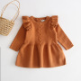 Fall Winter Knitted Princess Baby Long-Sleeved Solid Color Elastic Sweater Cotton Toddler Girls' Dresses