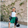 Conyson Wholesale summer toddler 2-7y Girl Newborn Clothes Suit Solid Color Sleeveless Top Pleated Skirt Two-Piece Girl Set