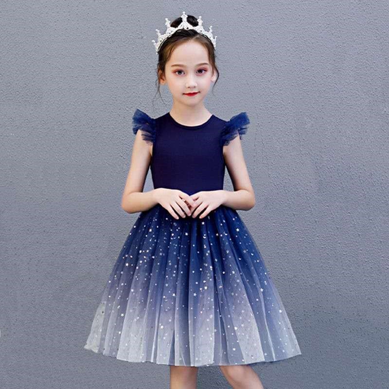 Hot Sale 2021 Summer Knee-Length Children birthday party dress ruffle short sleeve kids clothes girls dresses