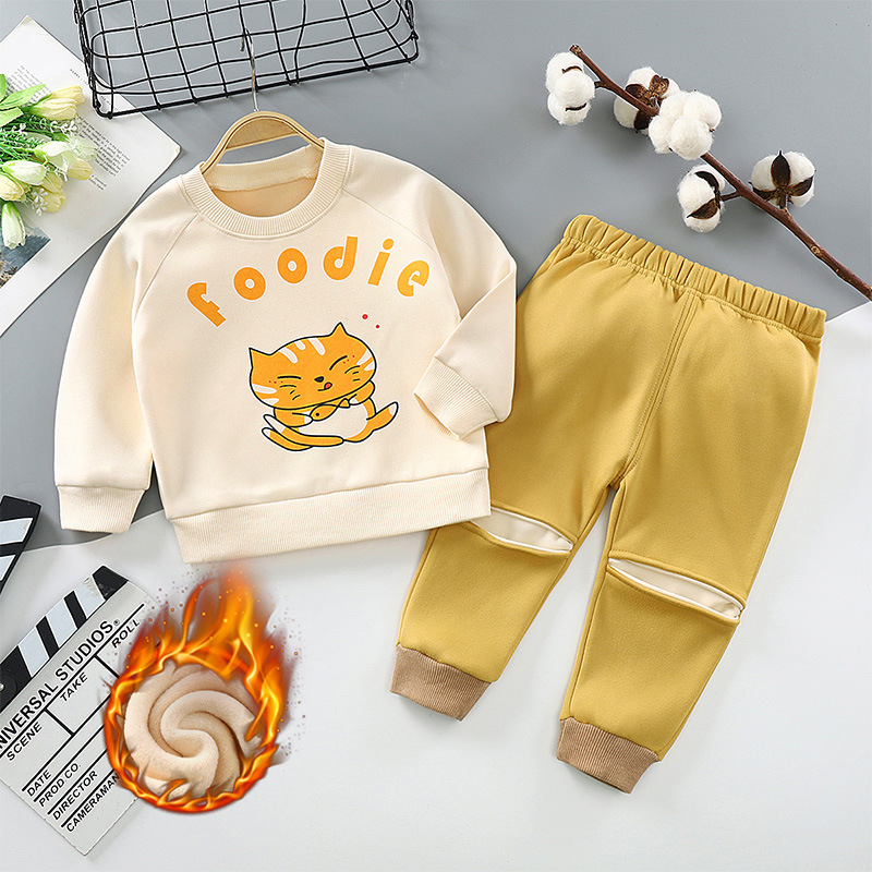 High Quality 1-7 Years Cartoon Knitted Girls Fall 2 Piece Clothing Sets Track Suit For Kids