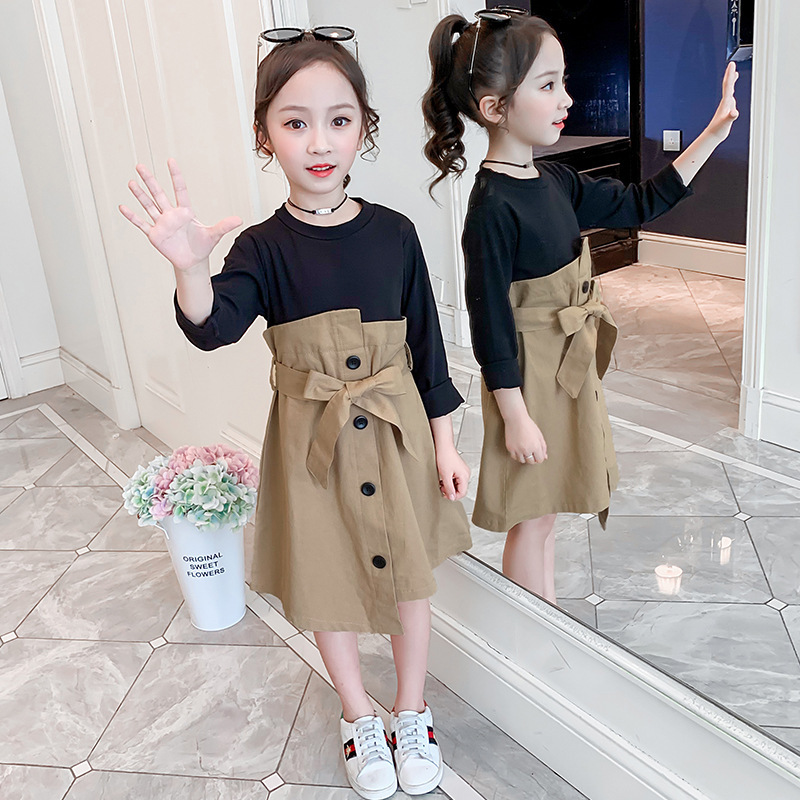 Manufacturers Selling Fashionable Autumn Models Casual Girls Long Sleeve Dresses 2 Piece Suits