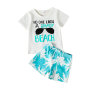 Conyson low price fashion summer toddler print sunshine cotton clothes infant kid short suit two pieces boy t-shirt clothing Set