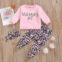Hot Sale Baby Girls Pink Print cotton Long Sleeve Tops or T-shirt 2021 Spring Summer With pantherine skirt