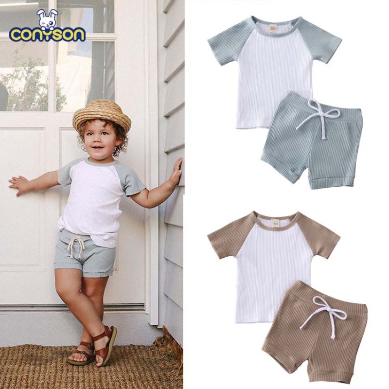 Conyson Toddler Baby Girls Boys 1-5Y Kids Summer Clothes Short Sleeve T-shirt Tops + Shorts Pants 2Pcs Outfits Set