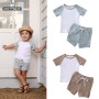 Conyson Toddler Baby Girls Boys 1-5Y Kids Summer Clothes Short Sleeve T-shirt Tops + Shorts Pants 2Pcs Outfits Set