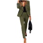 Online order ready to ship two piece solid color woman clothes set top fashionable women elegant dress suit long for office work