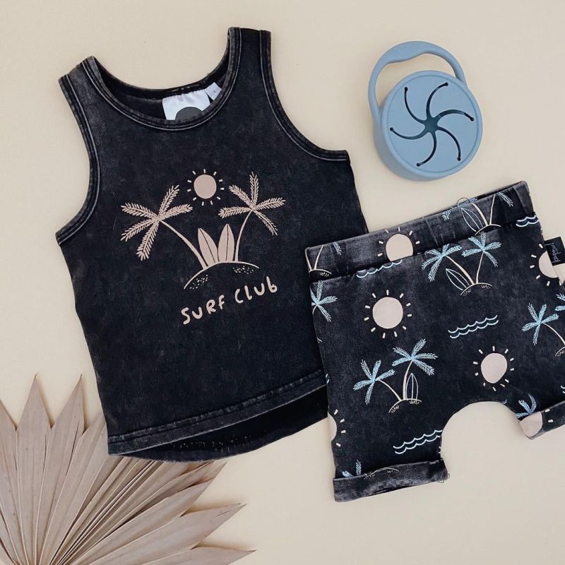 Conyson Wholesale Summer Causal Boys Clothes Sets Beachwear Trees Printed Sleeveless Pullover Vest Tops Shorts Kids Clothes Kid