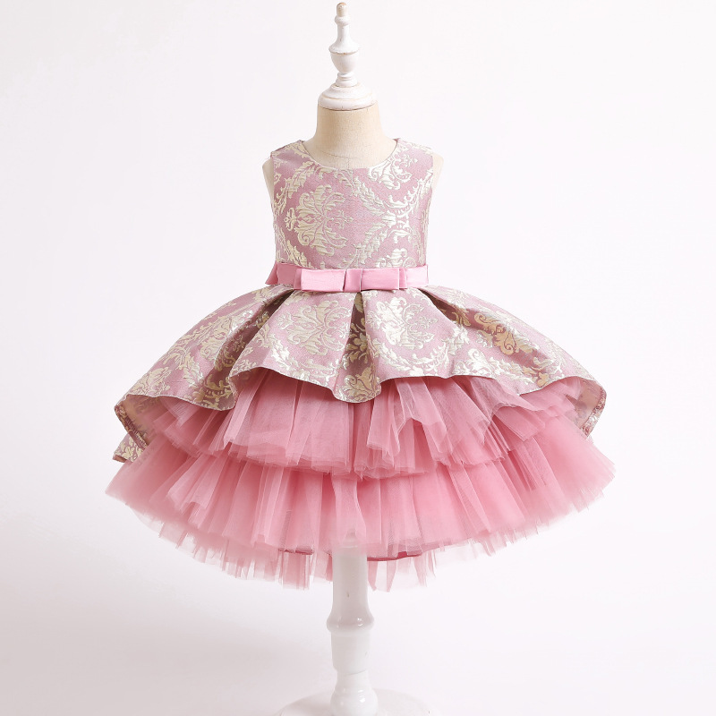 Noble Gorgeous Dress Sleeveless Little Kids Birthday Clothes Children Fashion New Design Luxury Flower Fancy Girls Party Dresses
