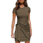 hot sale ready to ship korean fashion loose clothes womens solid colors online order summer one piece adult woman ladies dresses