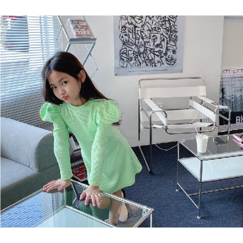 Conyson Wholesale Spring Korean girls knitted elastic slim dress Flutter sleeve candy-colored T-shirt baby dress