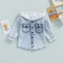 Conyson Spring Kids Girls Casual Denim Coat Casual Clothes Long Sleeve Button Hoodies Children Boys Patchwork Jacket