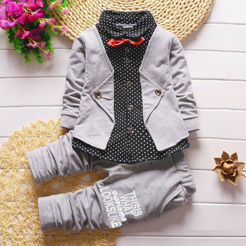 Conyson Wholesale Winter Long Sleeve Knitted Kids Boys Clothes 2Pcs Baby Boys Clothing Sets for Kids Wedding Casual Print Suit