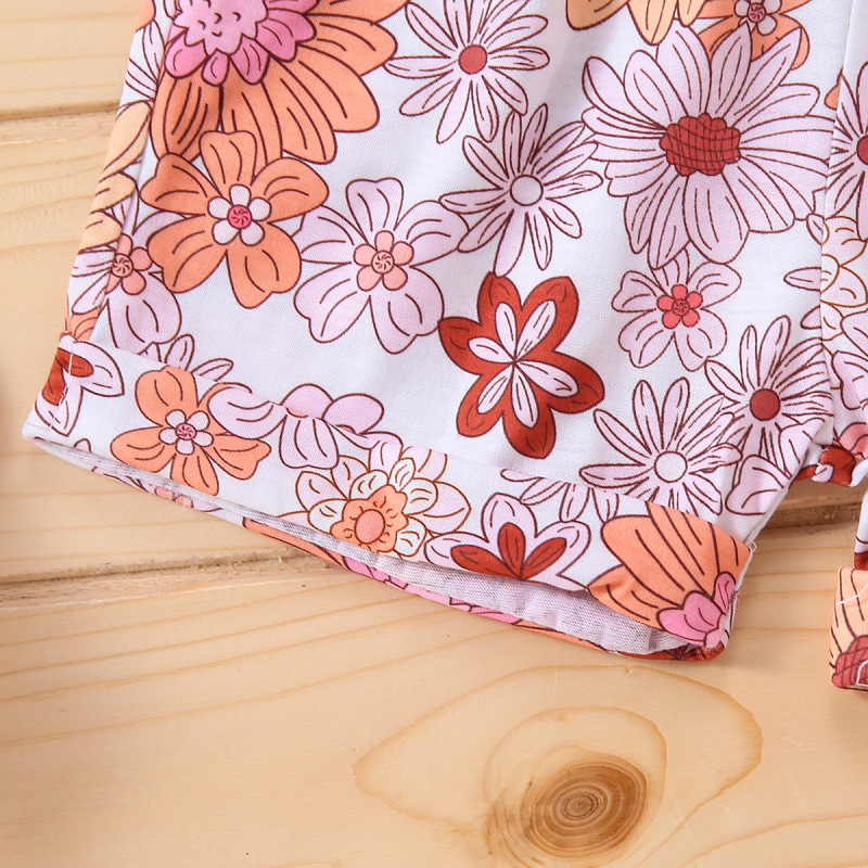 Conyson Summer 1-5Y Kids Girls Floral T-shirt Button Casual Outwear Shorts 2 Piece Printing Suit Children Girl Outfits Suits