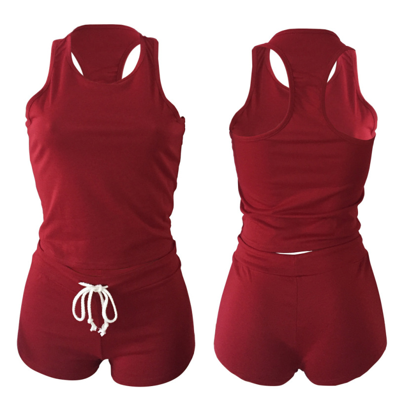 Conyson hot sale summer Custom logo Made Outdoor women's short Clothes sport suit clothing two-piece adult tank top shorts Sets