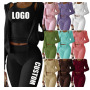high quality fashion autumn logo Customize women three pieces S-2XL jacket Sportswear suit clothing adult vest pants clothes set