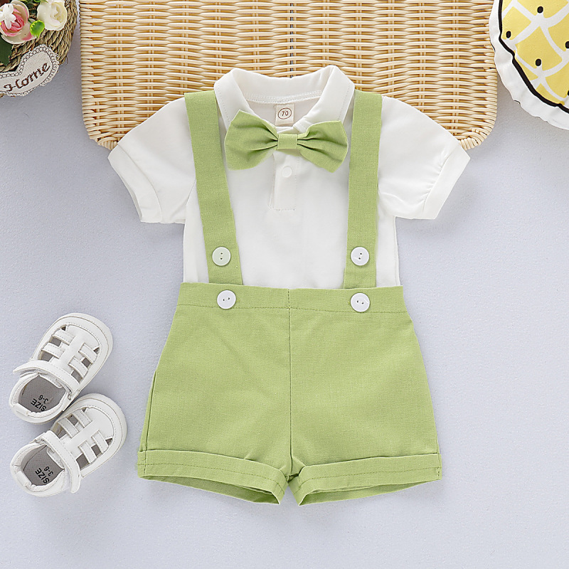 Conyson Hot Summer Gentleman Wedding Party Custom Outfits Short Sleeve 3Pcs Children Clothes Kids Boys Casual Clothing Set Kids