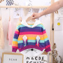 Conyson wholesale fashion boutique autumn sweaters baby Kids Clothing Girls Rainbow hoodie Rabbit Ear clothes long Sleeve Dress