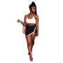 2022 Summer Color Blocking Women Two Piece Suit Tank Tops Miniskirt Outfits Backless Rivet Irregular Casual Skirt Sets