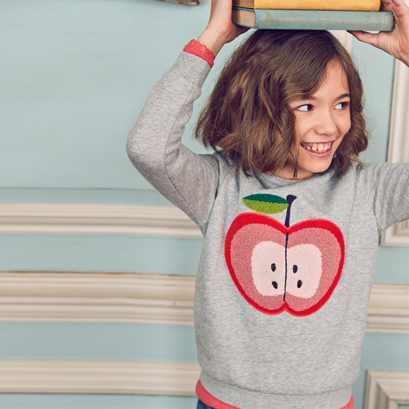 Fashion 2-7 Years Custom Mellowing cartoon Print O- Neck Pink Pullover Sweatshirt For Kids Girls t-shirt