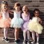 Conyson Wholesale Sleeveless O-neck Patchwork Sweet Dresses Solid Outfits Baby Girls Mesh Tulle Fluffy Tutu Dress