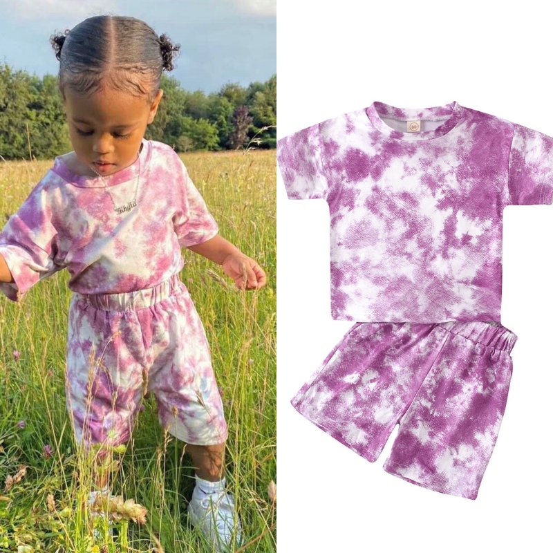 Wholesale Children'S Set Summer Tie-Dyed T-Shirts And Shorts Girls Boutique Toddler Baby Boys Summer Clothing Sets