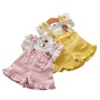 2021 Children's Cute Stripe High Quality Summer New Fashion Little Girls Striped Blouse With Suspenders 2 Piece Set