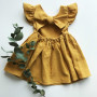 Conyson high quality Summer fashion ins boutique Solid Color Kid Clothes fly sleeve Casual Baby Girl Bow Princess clothing Dress