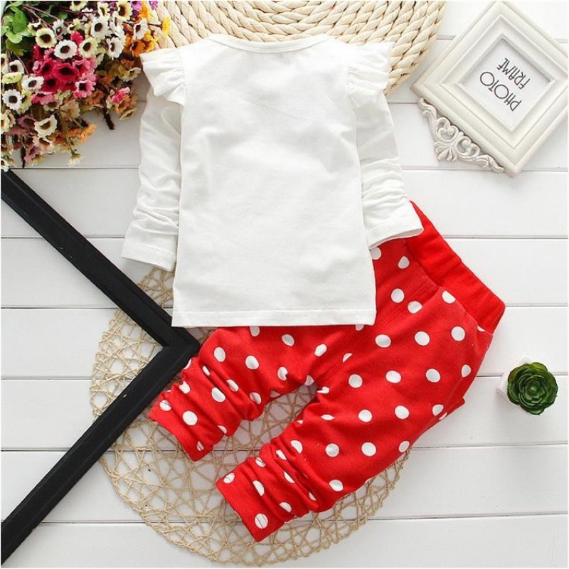 Casual Dot 100% Cotton Knitted Two Piece Outfits Kids Sport Play Set Clothing Baby Clothes