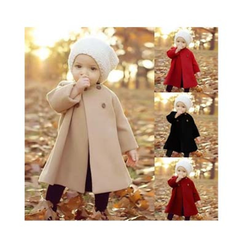 Conyson Wholesale Winter High Quality Elegant Kids Clothing Button Boutique New Designer Baby Girls Long Coat Kids