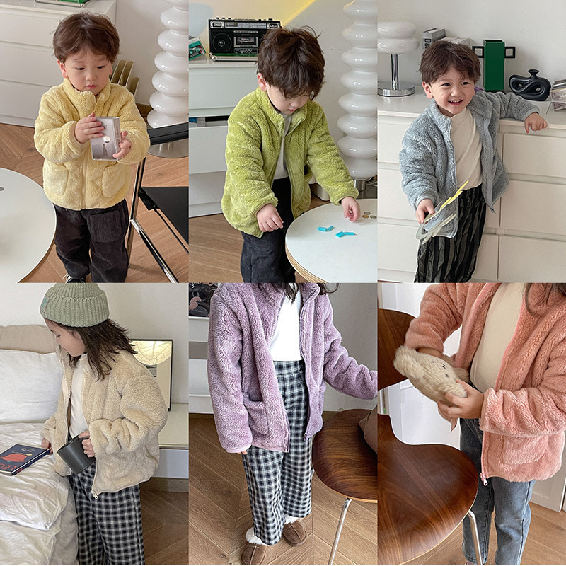Conyson hot sale autumn kids fashion polar fleece designer boy girl clothes fall warm winter children clothing wholesale jacket